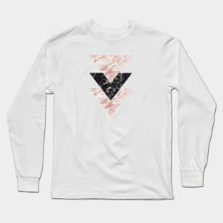 Marbles rose gold gilded triangles Long Sleeve T-Shirt